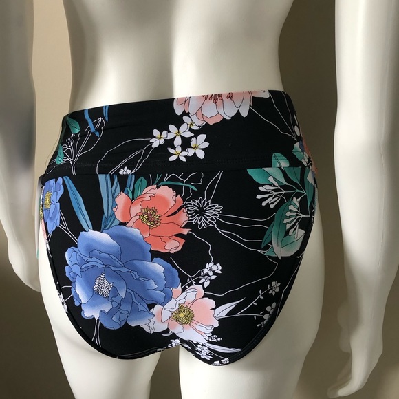 Bikini High Waist Bottom Strapless Top Floral Bikini Tropical Bikini Small New - Picture 4 of 8